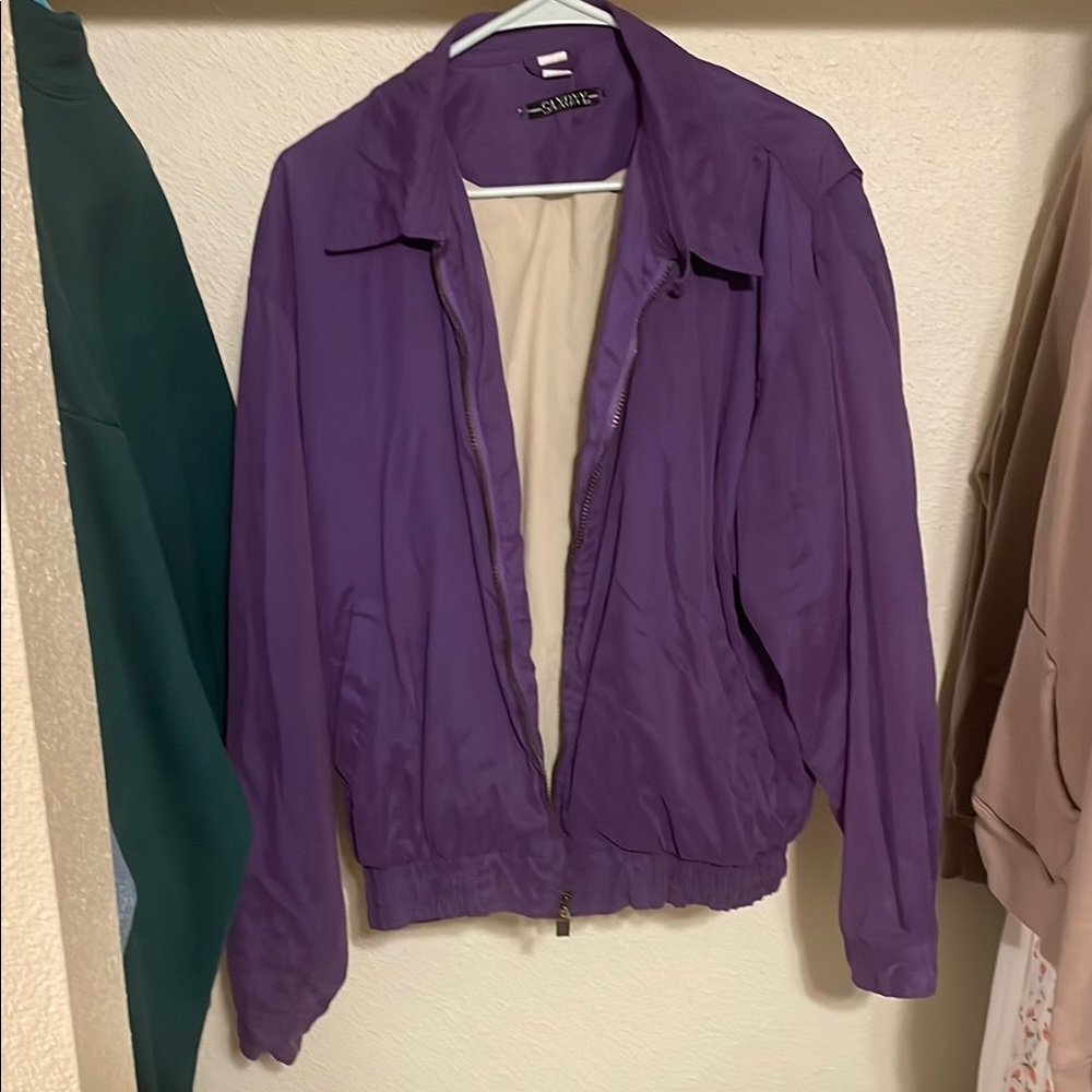 Vintage Purple Bomber Jacket with Lightweight Design and Relaxed Fit